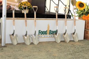 Food Bank Groundbreaking Shovels on display